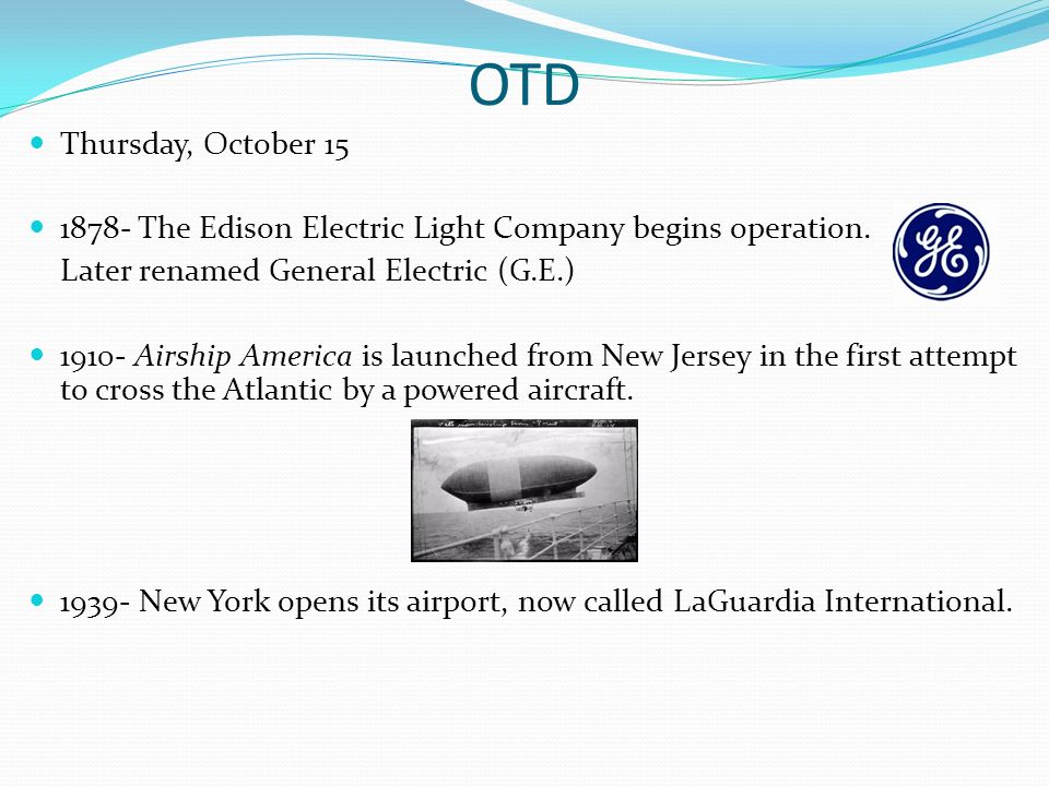 On This Day in History O.T.D. Wednesday, October 14 1884- American inventor, George Eastman, receives a patent for paper-strip photographic roll film. - ppt download