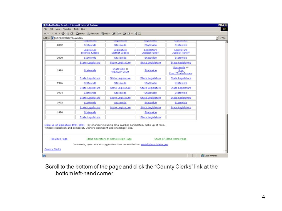 4 Scroll to the bottom of the page and click the County Clerks link at the bottom left-hand corner.
