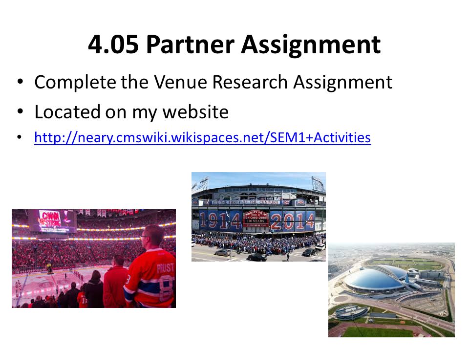 4.05 Partner Assignment Complete the Venue Research Assignment Located on my website