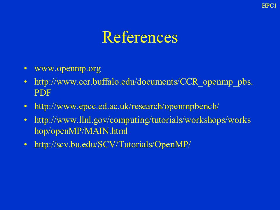 HPC1 References