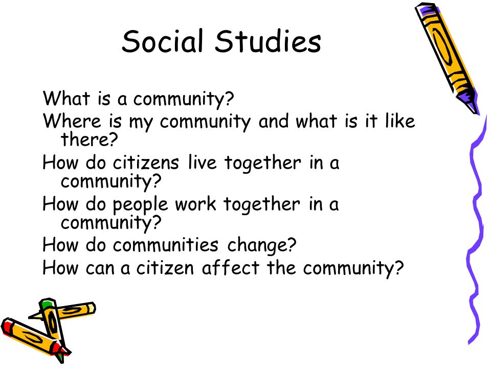 Social Studies What is a community. Where is my community and what is it like there.