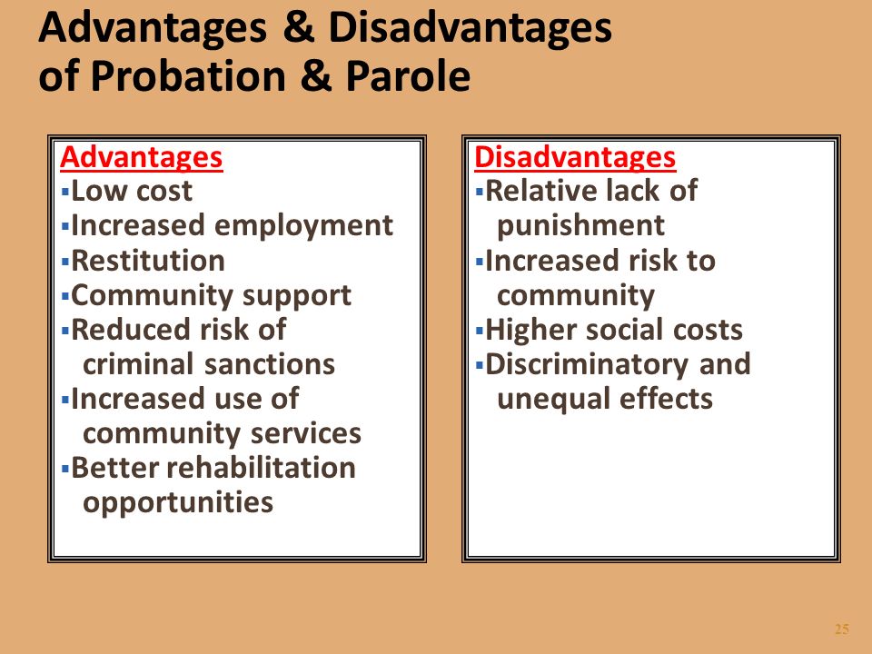 what are the advantages and disadvantages of probation and parole