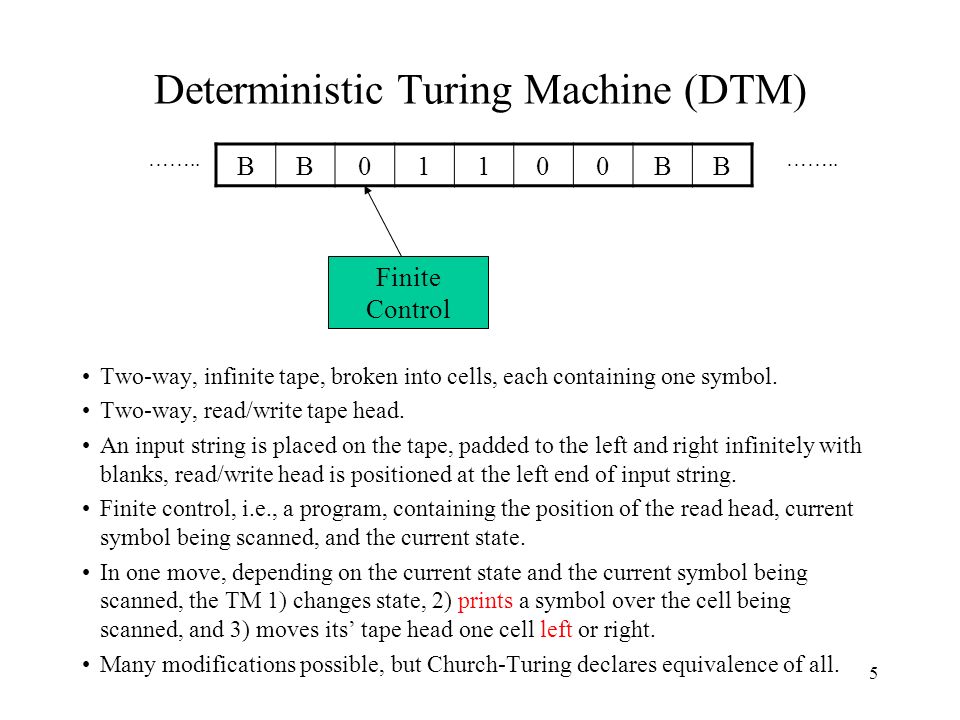 5 Deterministic Turing Machine (DTM) ……..