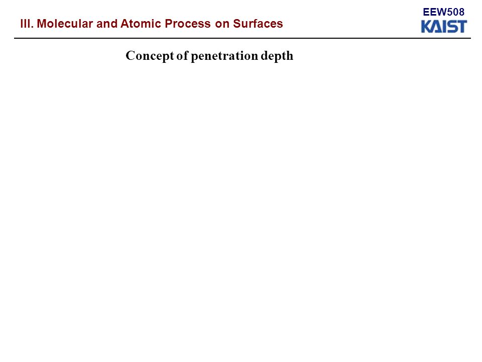 EEW508 III. Molecular and Atomic Process on Surfaces Concept of penetration depth