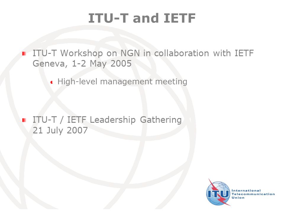 International Telecommunication Union Standardization And Itu