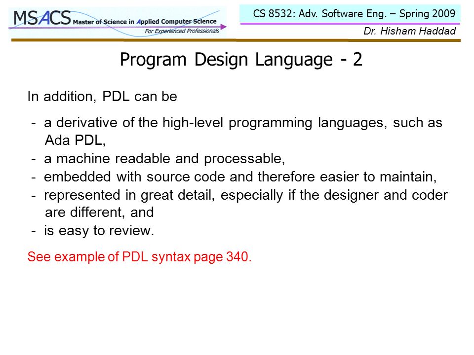 CS 8532: Adv. Software Eng. – Spring 2009 Dr.