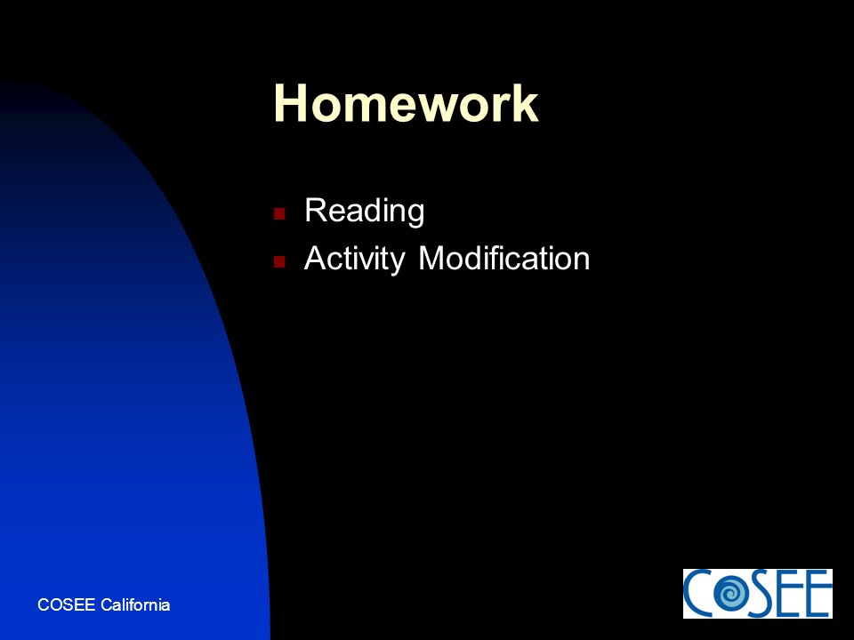 Homework Reading Activity Modification COSEE California