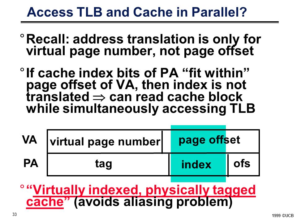 ©UCB Access TLB and Cache in Parallel.