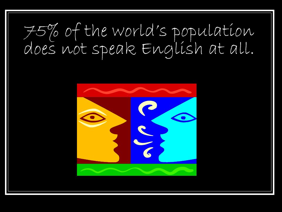 75% of the world’s population does not speak English at all.
