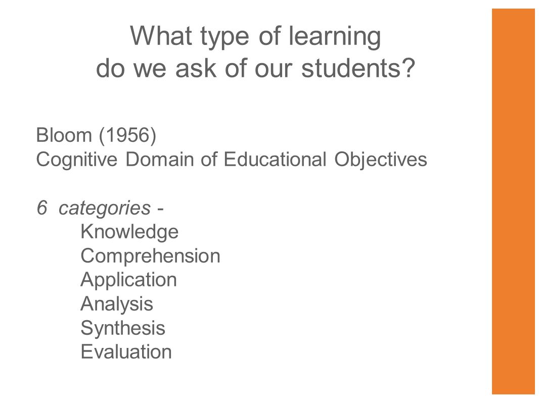 What type of learning do we ask of our students.
