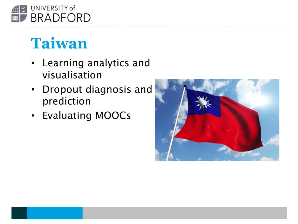 Taiwan Learning analytics and visualisation Dropout diagnosis and prediction Evaluating MOOCs