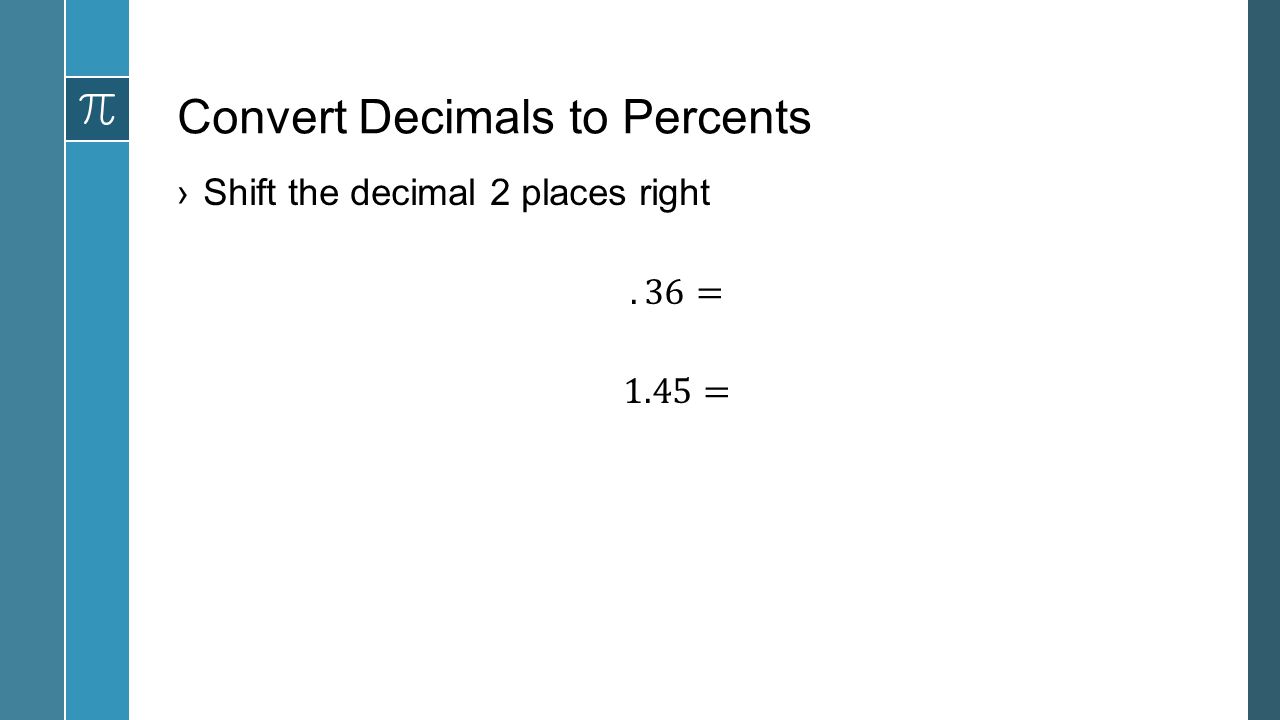 Convert Decimals to Percents