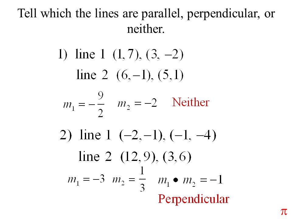 Tell which the lines are parallel, perpendicular, or neither. 