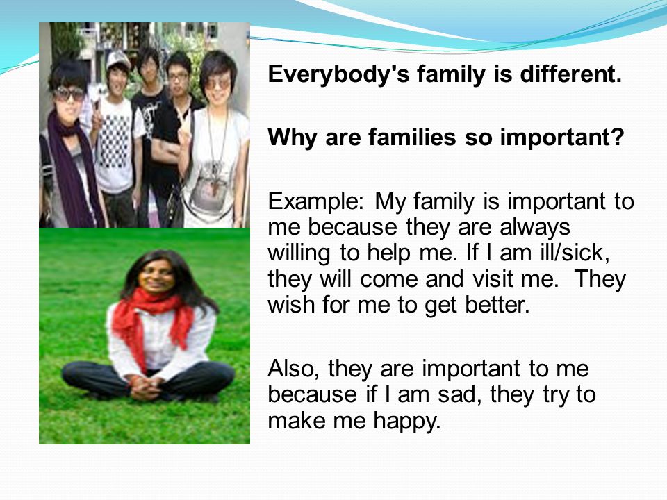 Extended Family  Extended family are the people who you do not live with or see very often.