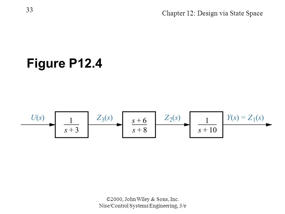 Chapter 12: Design via State Space 33 ©2000, John Wiley & Sons, Inc.