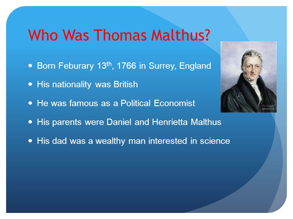Реферат: Thomas Malthus