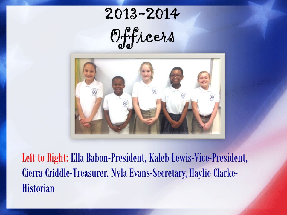 Officers Left to Right: Ella Babon-President, Kaleb Lewis-Vice-President, Cierra Criddle-Treasurer, Nyla Evans-Secretary, Haylie Clarke- Historian