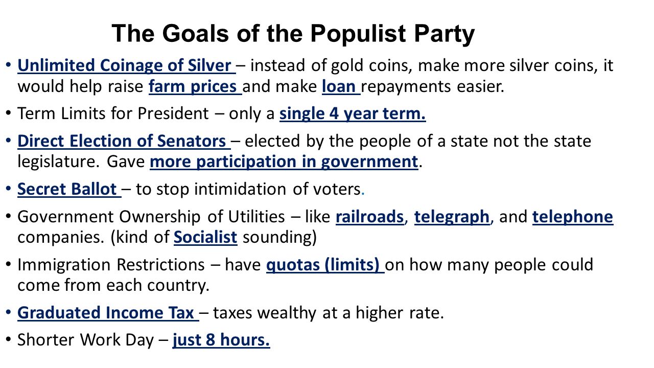 Populist party goals