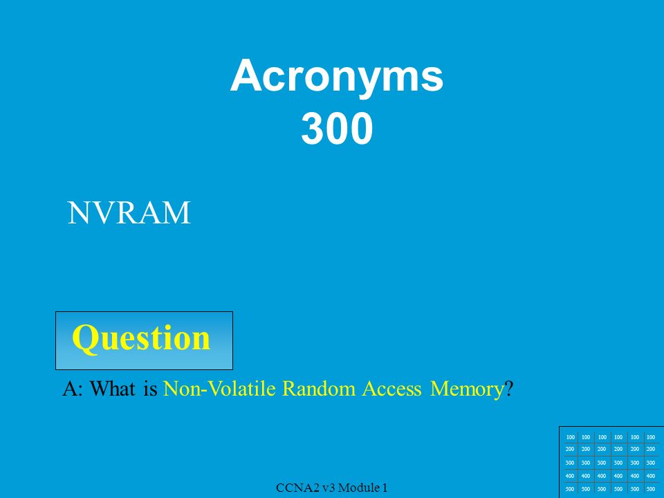 Module 1 CCNA2 v3 Module 1 JEOPARDY CCNA2 v3 Module 1 ...