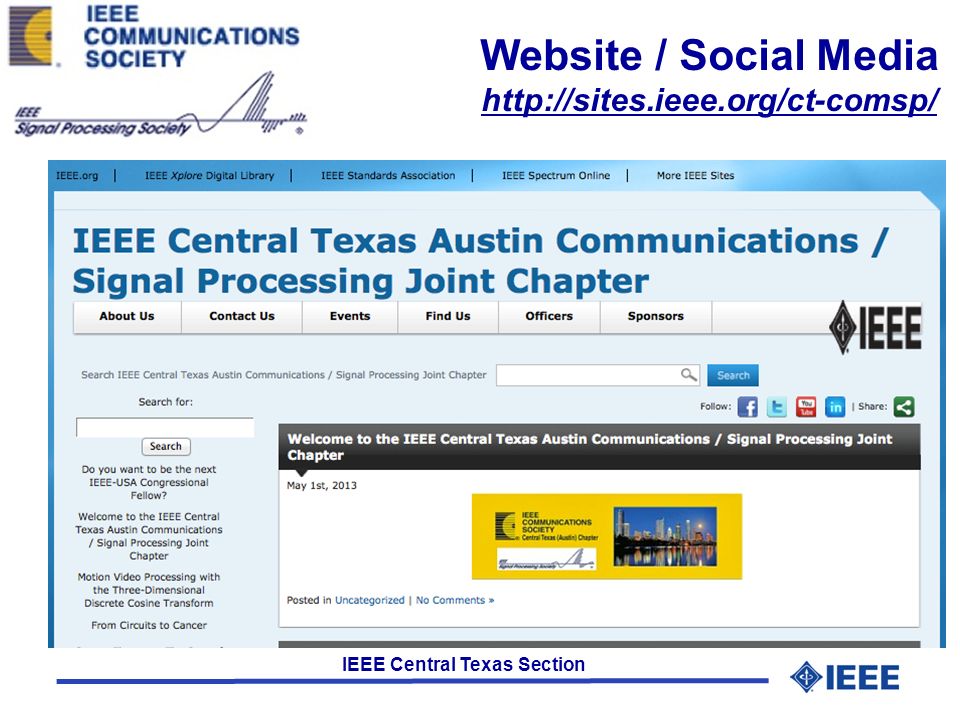 IEEE Central Texas Section Website / Social Media