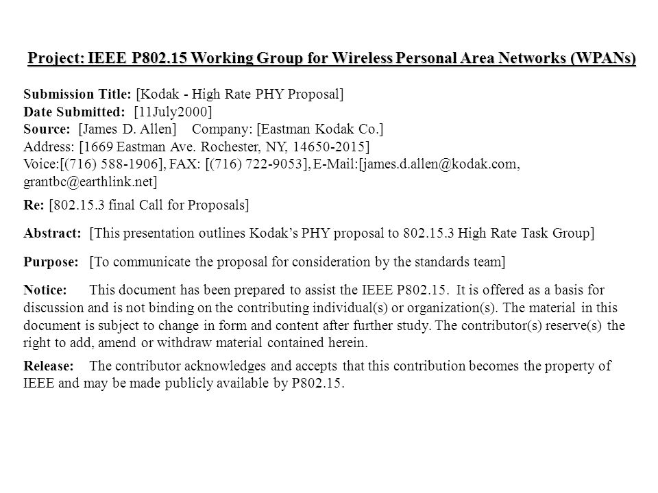 doc.: IEEE /214r1 Submission July 2000 Grant B.