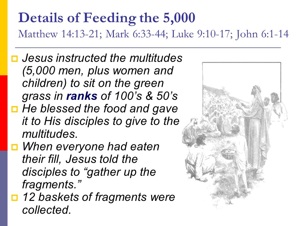 The Miracles Of Jesus Lesson 17 Feeding The Multitudes Matthew 14 13 21 Mark 6 33 44 Luke 9 10 17 John 6 Ppt Download The Miracles Of Jesus Lesson 17 Feeding The Multitudes Matthew 14 13 21 Mark 6 33 44 Luke 9 10 17 John 6 Ppt Download