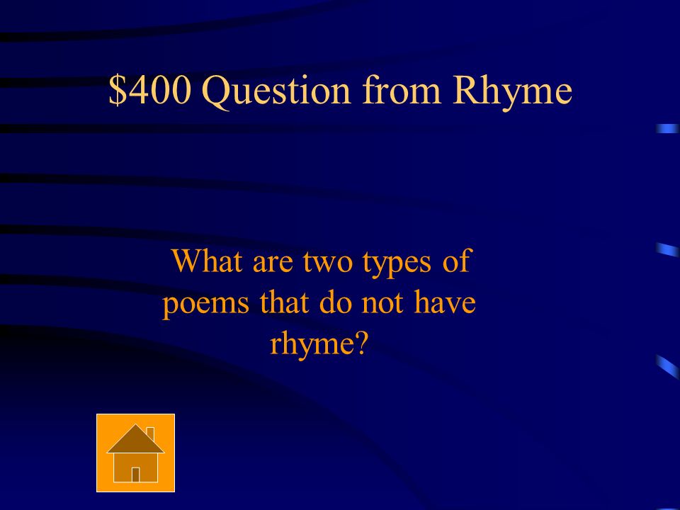$300 Answer from Rhyme Couplet
