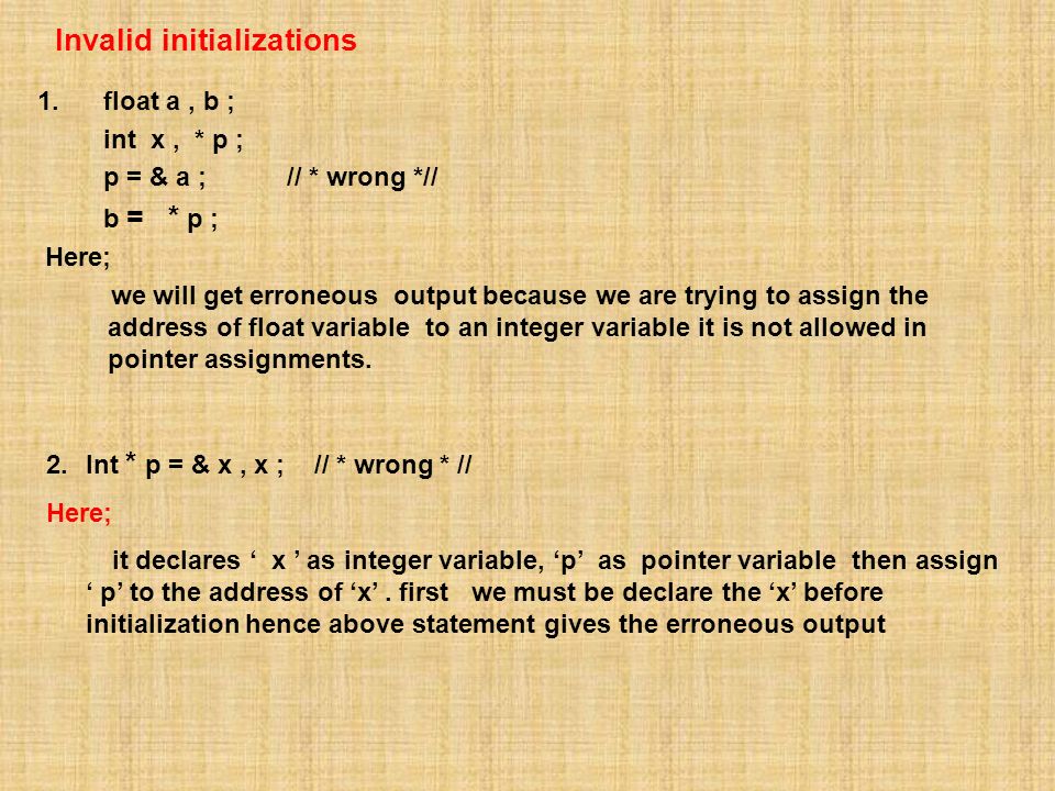 Invalid initializations 1.