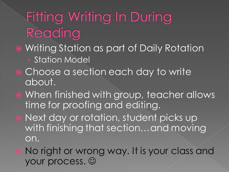  Writing Station as part of Daily Rotation › Station Model  Choose a section each day to write about.