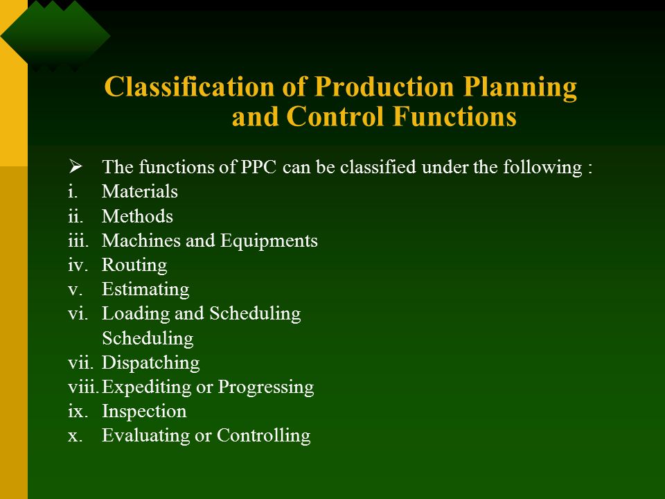 functions of production control