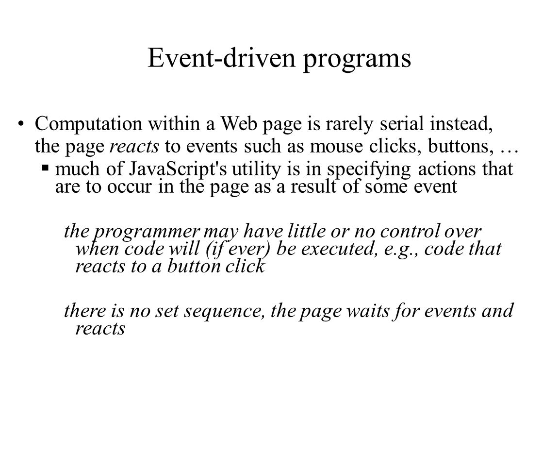 21 Event Driven Computation In Javascript