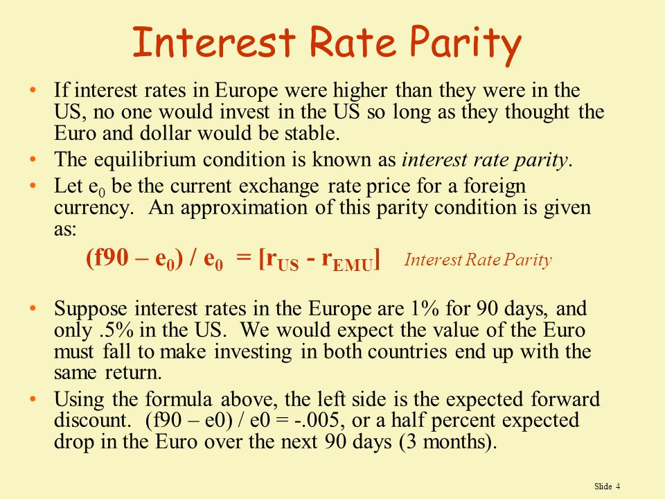 Slide 1 International Parity Conditions Endix 6a Exchange Rates Slide 4 Interest Rate Parity If Rates In Europe Were Higher Than They