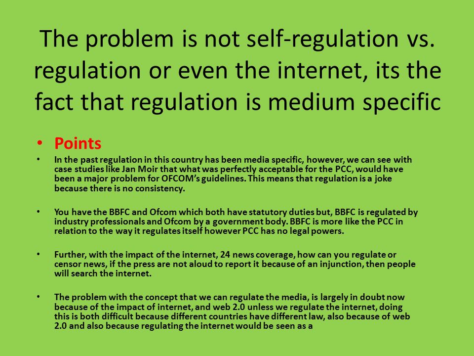 What are the arguments for and against specific forms of contemporary media  regulation. - ppt download