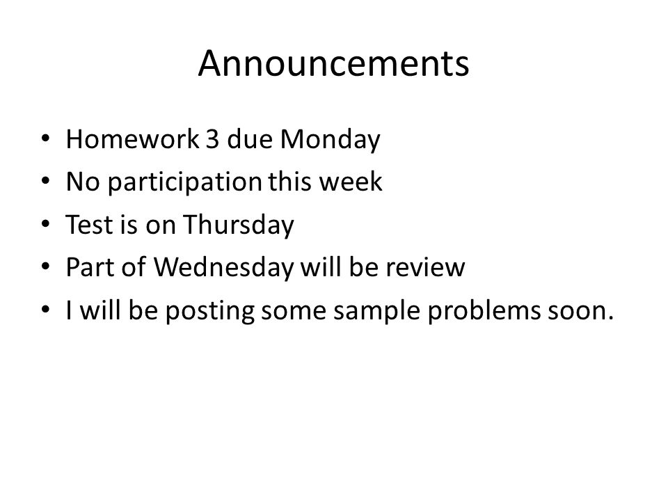 Lecture 6 Complex Sorting 1. Announcements Homework 3 due Monday No ...