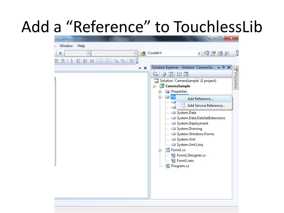 Add a Reference to TouchlessLib