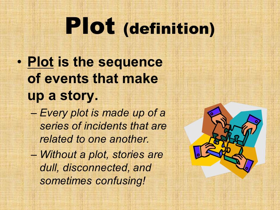 Plot (definition) Plot is the sequence of events that make up a story.