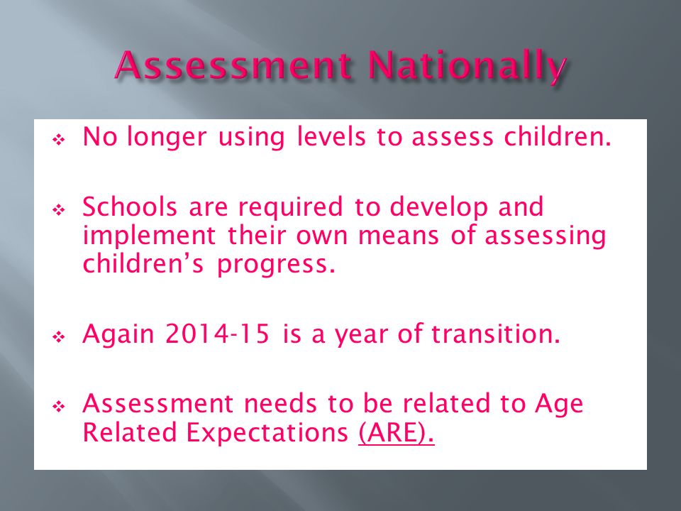  No longer using levels to assess children.