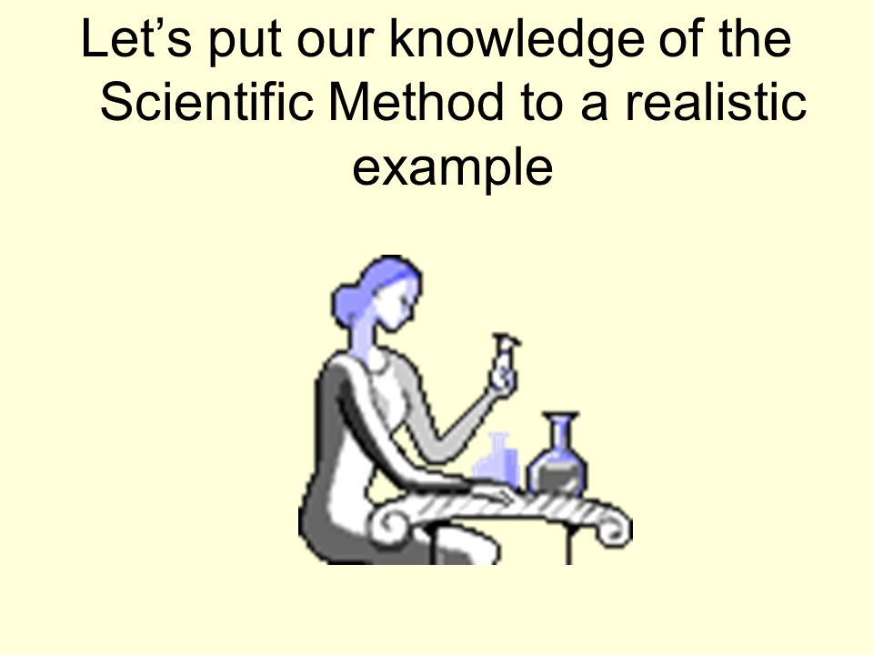 Let’s put our knowledge of the Scientific Method to a realistic example