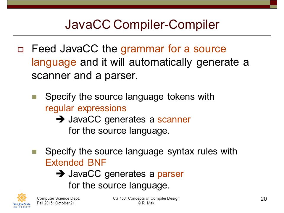 CS 153: Concepts Of Compiler Design October 21 Class Meeting Department ...