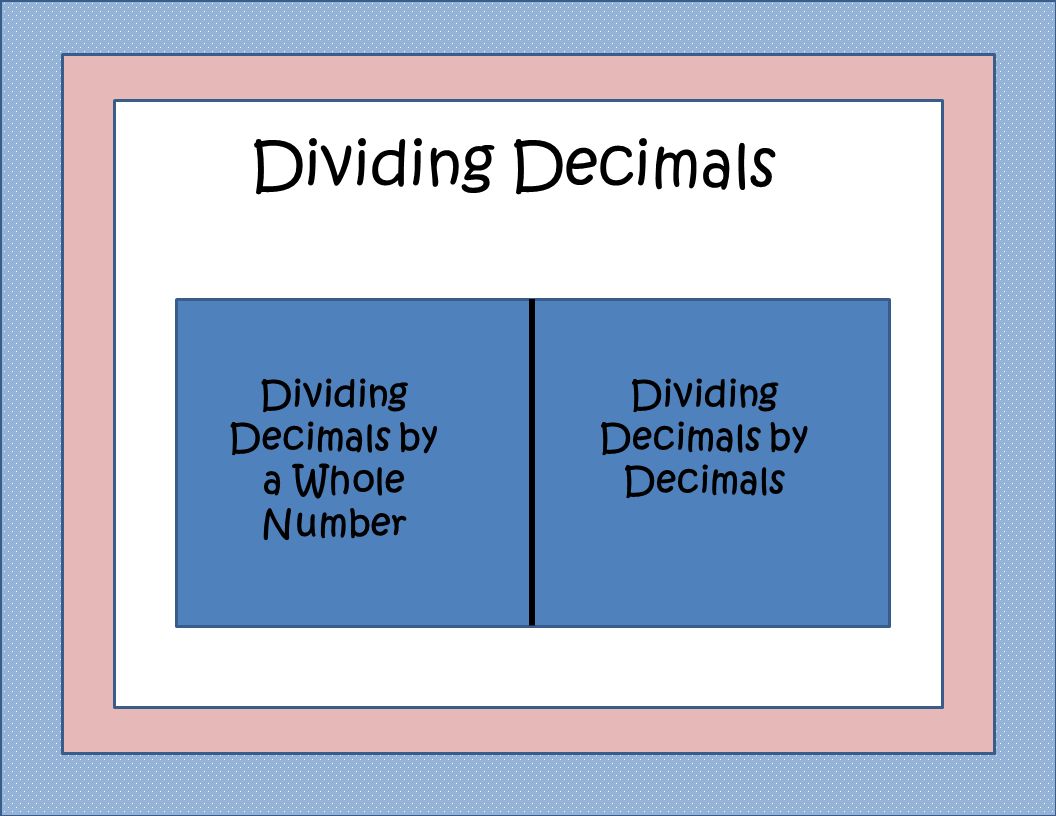 Dividing Decimals Dividing Decimals by a Whole Number Dividing Decimals by Decimals