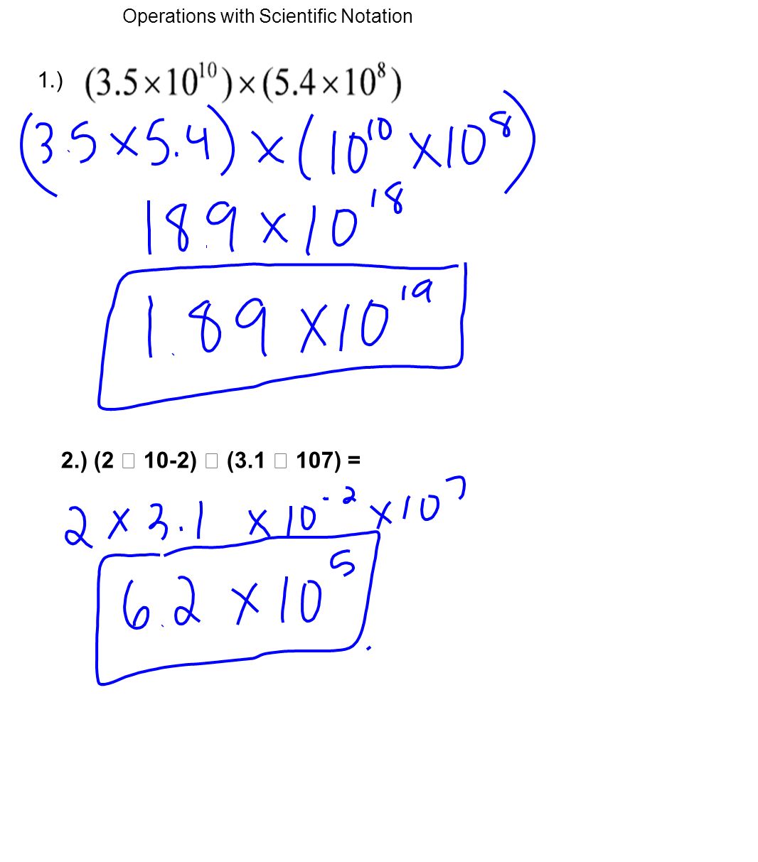 1.) 2.) (2  10-2)  (3.1  107) =