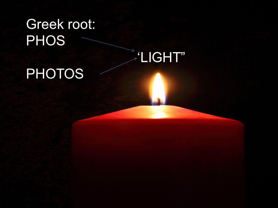 Greek root: PHOS ‘LIGHT PHOTOS