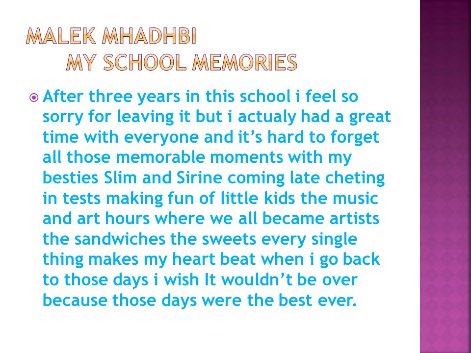 my school days memories essay