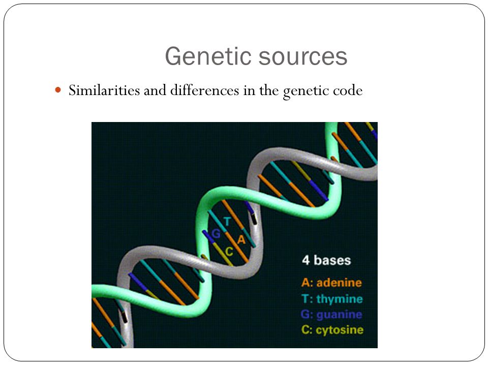 Genetic sources Similarities and differences in the genetic code