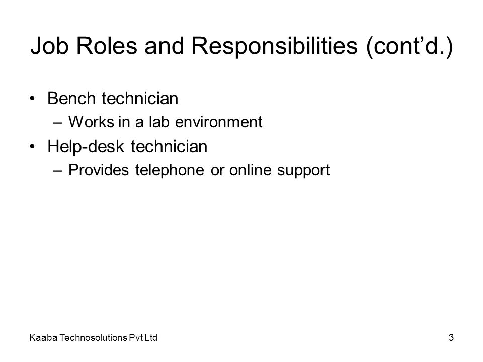 Kaaba Technosolutions Pvt Ltd1 Objectives Learn About Some Job