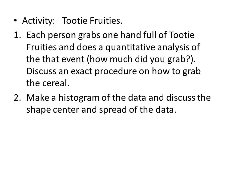 Activity: Tootie Fruities.