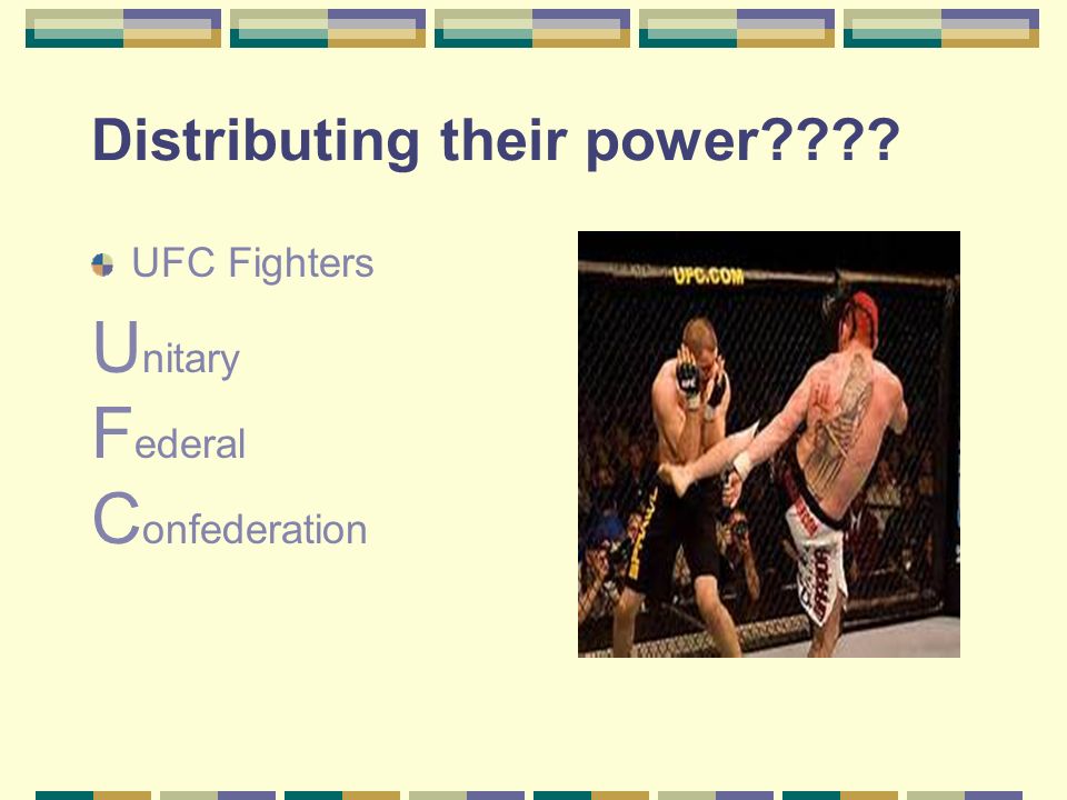 Distributing their power UFC Fighters U nitary F ederal C onfederation