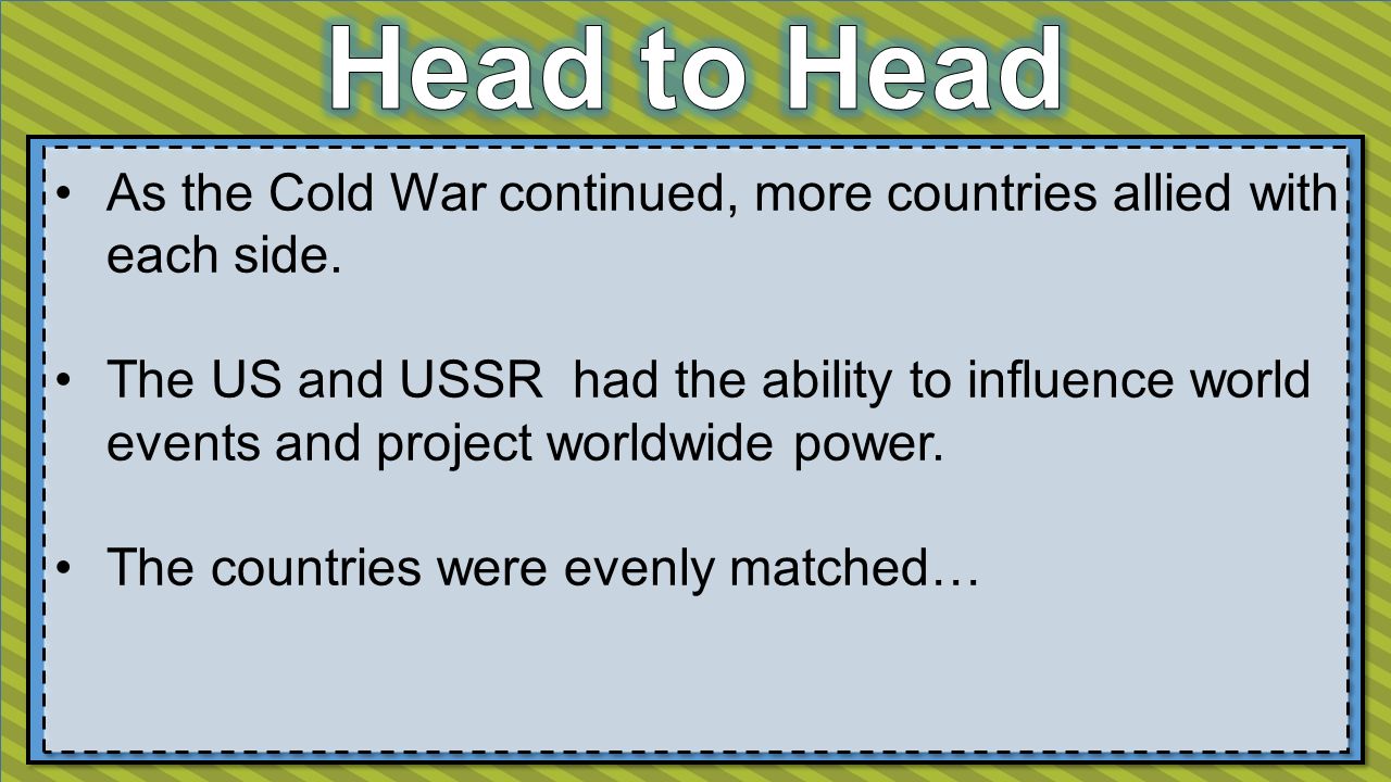 As the Cold War continued, more countries allied with each side.