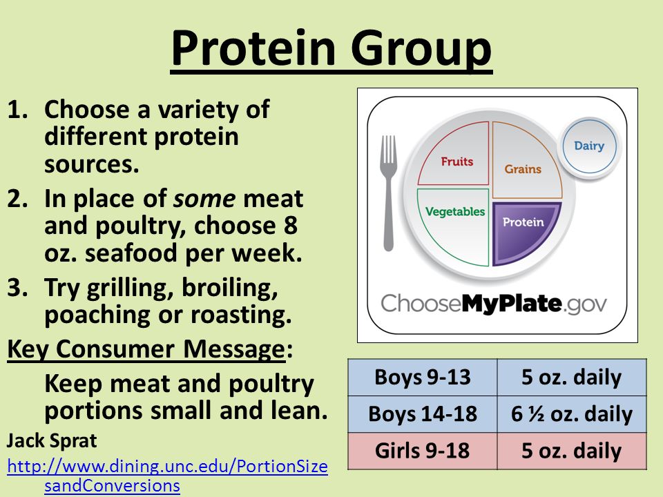 Protein Group 1.Choose a variety of different protein sources.