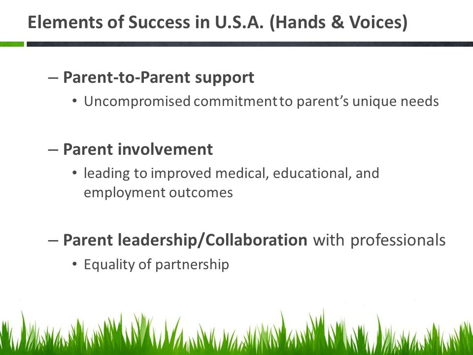 Elements of Success in U.S.A.